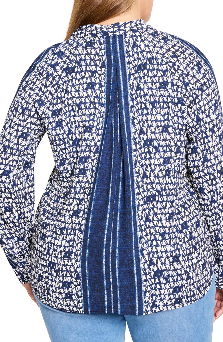 NIC+ZOE Etched Angles Print Shirt, Alternate, color, Indigo Multi