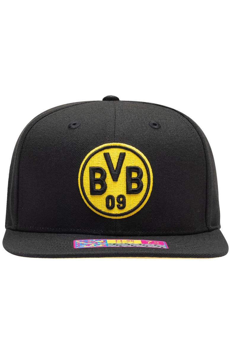 FAN INK Men's Black Borussia Dortmund Draft Night Fitted Hat, Alternate, color, 