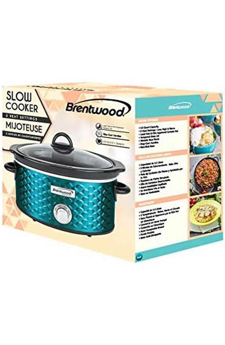 Brentwood Slow Cooker Scallop Pattern, Alternate, color, Blue