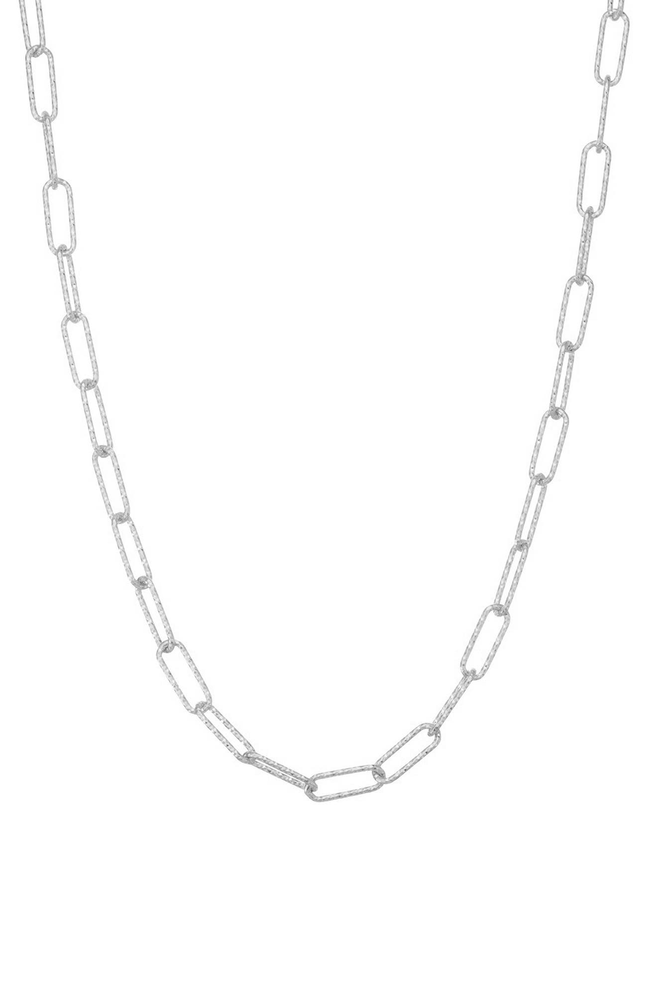 FZN Sterling Silver Paperclip Chain Necklace