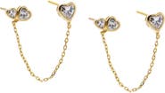 BY ADINA EDEN CZ Marquise X Heart Chain Stud Earring