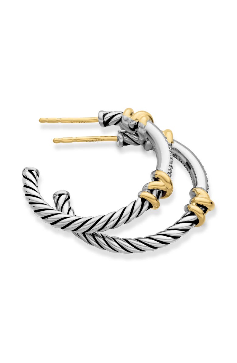 David Yurman Petite Helena Wrap Hoop Earrings with 18K Gold & Diamonds, Alternate, color, Diamond/ Yellow Gold