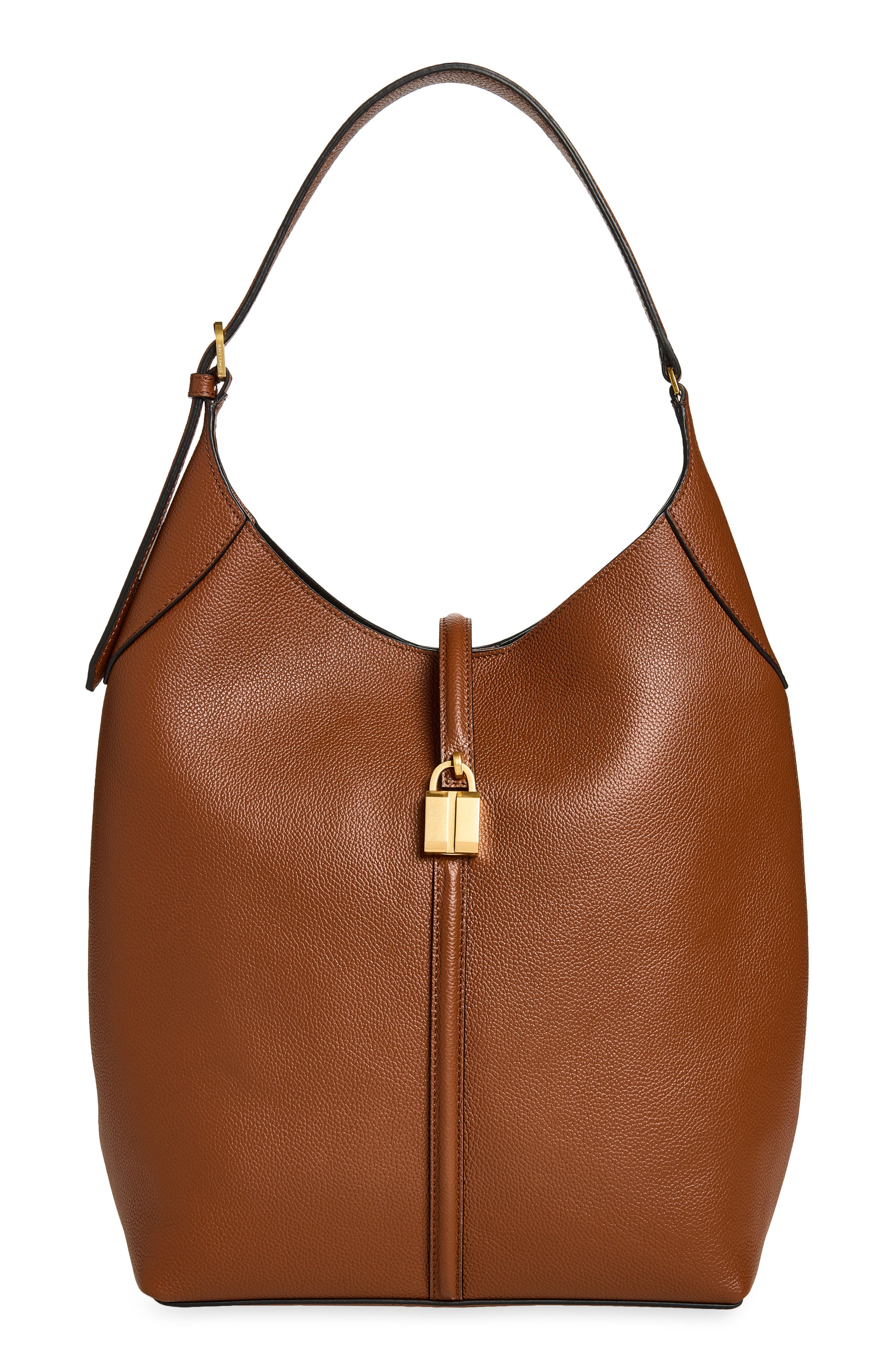 The Large Siena Leather Bucket Bag, Main, color, TAN