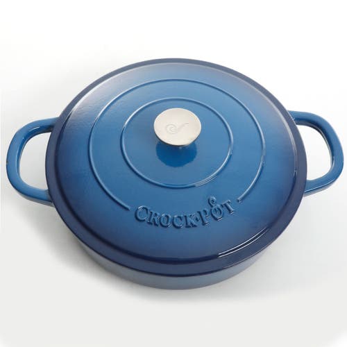 Crock-pot Enameled 5 Quart Cast Iron Round Braiser Pan With Self Basting Lid In Blue