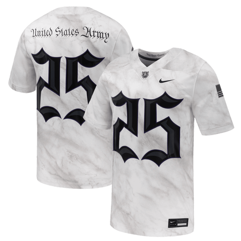 Men's Nike #25 White Army Black Knights Army 250 Collection Game Jersey