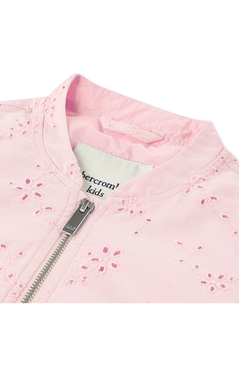 abercrombie kids Kids' Eyelet Bomber Jacket, Alternate, color, Chalk Pink