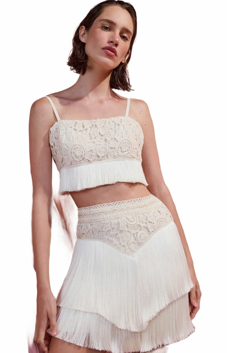 PatBO Crochet Fringe Cropped Top, Main, color, 