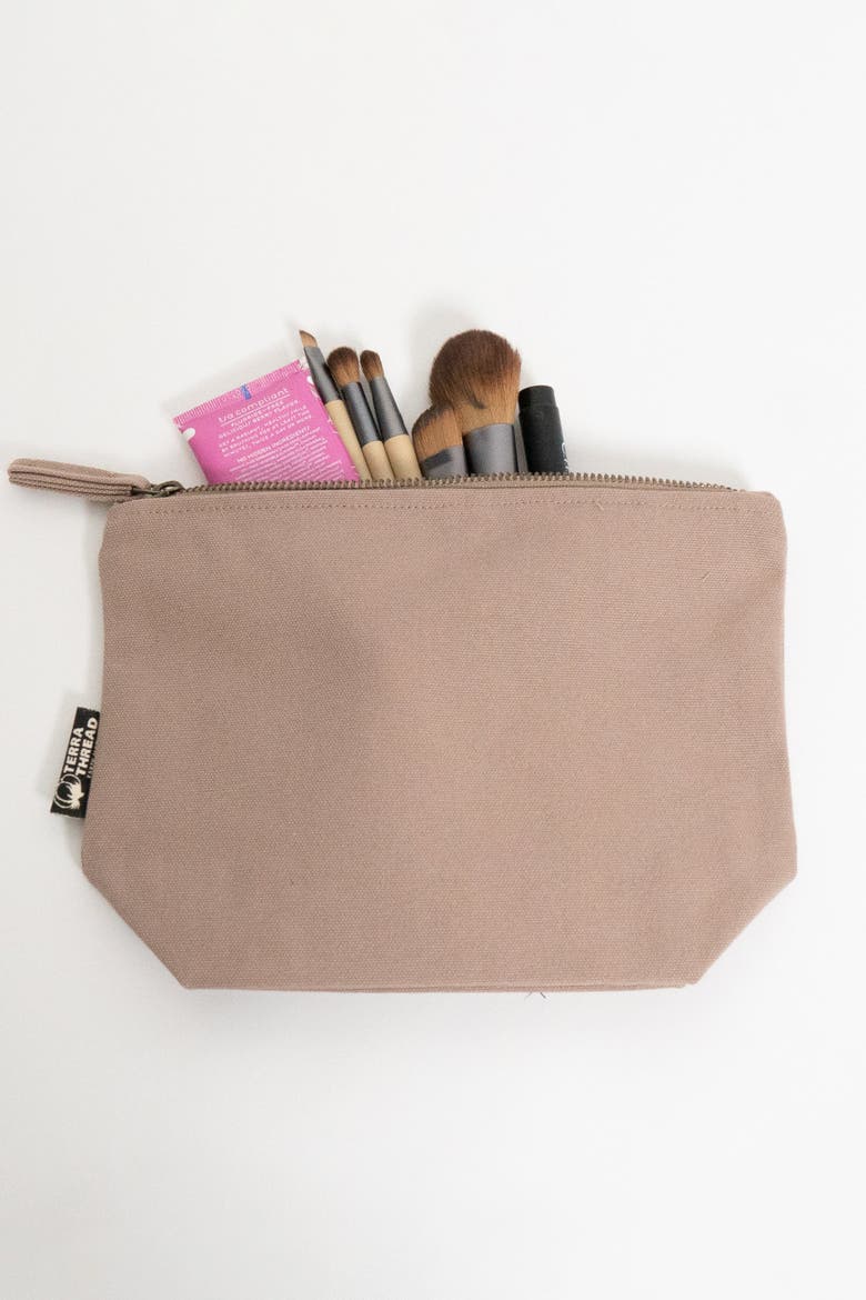 Organic Cotton Makeup Bag, Alternate, color, Sand Dune