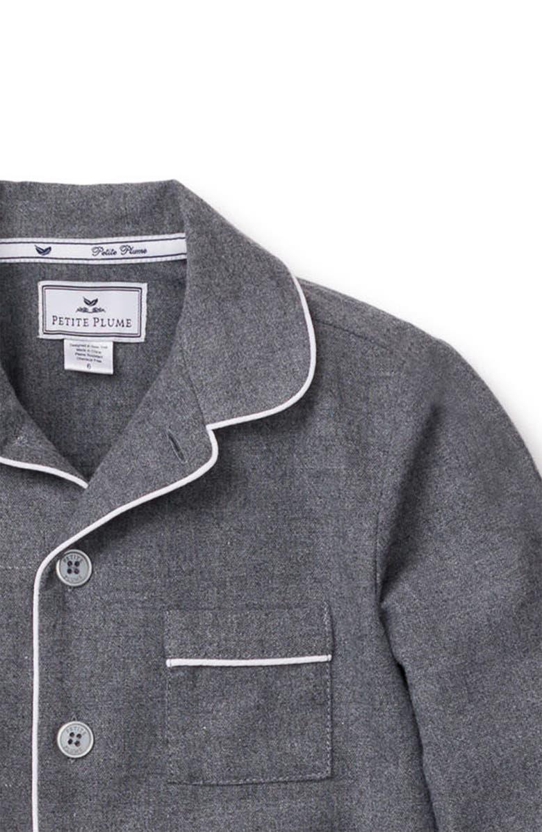 Petite Plume Kids' Gray Flannel Two-Piece Pajamas, Alternate, color, Grey