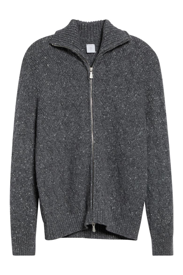 Wool & Cashmere Blend Zip Cardigan, Main, color, 14 MED MELANGE GRAY