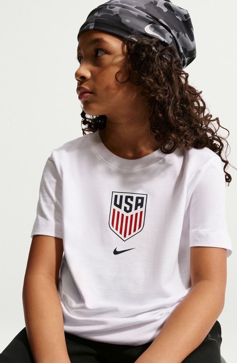Nike Kids' USMNT Crest Cotton Graphic T-Shirt, Alternate, color, White