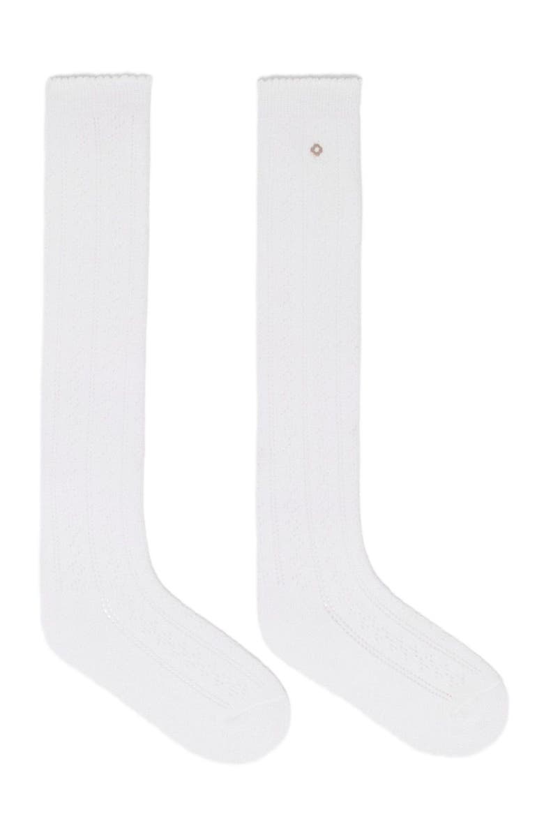 maje Knee-high pointelle socks, Main, color, White