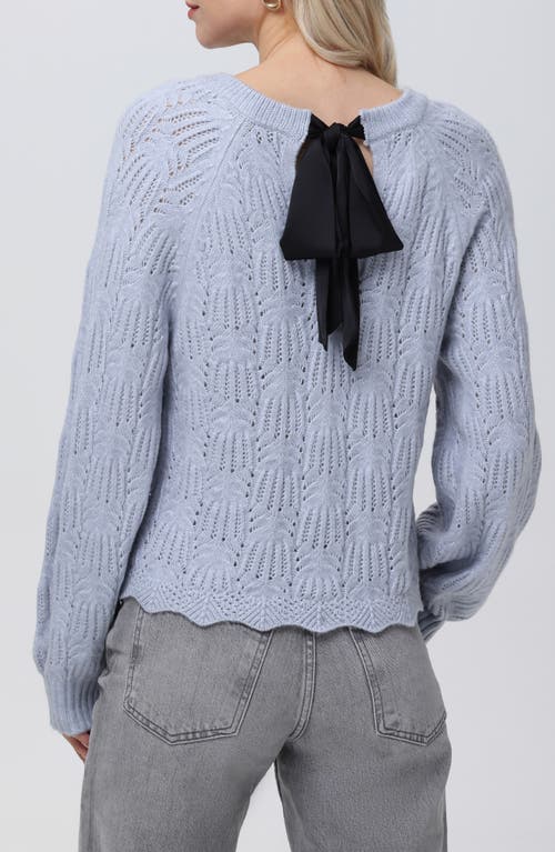 525 Athena Pointell Bow Back Sweater In Light Blue
