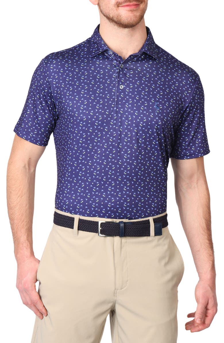 TailorByrd Pin Flags Performance Golf Polo, Alternate, color, Navy