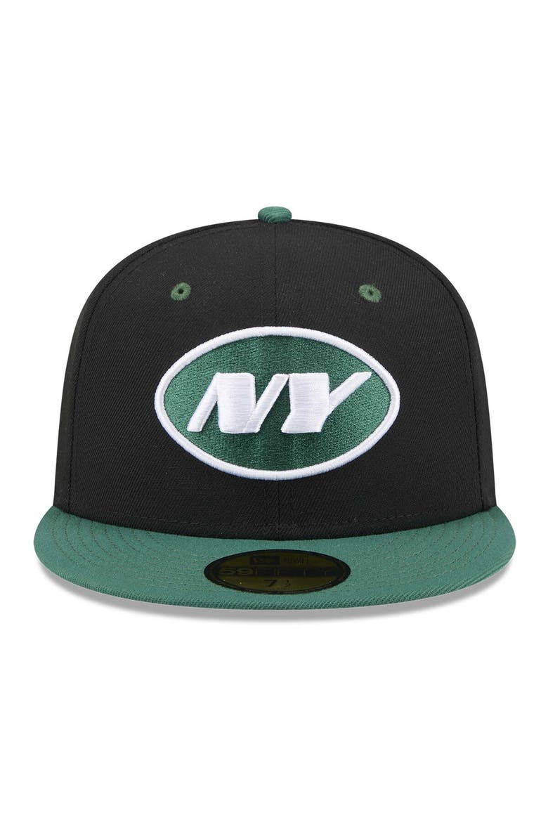 Men's New Era Black/Green New York Jets Flipside 2Tone 59FIFTY Fitted Hat, Alternate, color, Black
