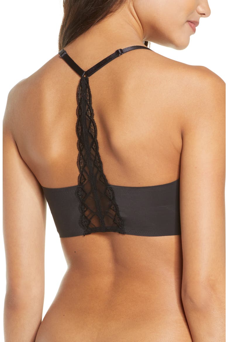 Triangle Lace Racerback Bralette, Alternate, color, BLACK