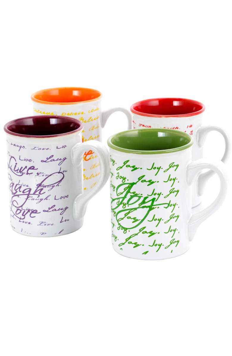 Gibson Home Inspirational Words 16 oz Mug 4 Assorted Designs, Alternate, color, Green