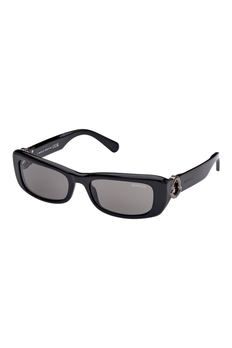 55mm Rectangular Sunglasses, Alternate, color, BLACK/ GUNMETAL/ SMOKE