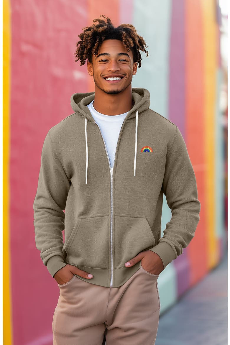 Rainbow Zip Hoodie, Alternate, color, Heather Stone
