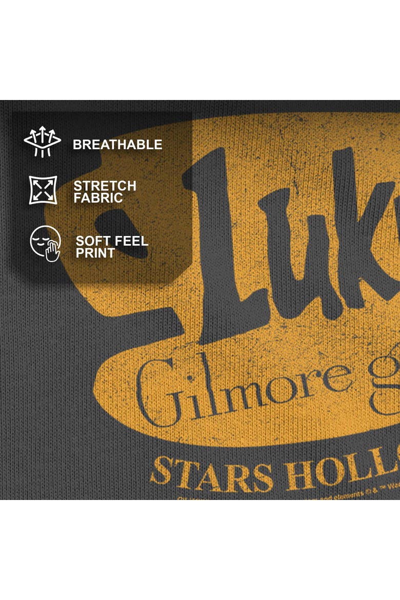 Girls' Luke's Dinner Distressed Logo Graphic Cropped T-Shirt, Alternate, color, Black