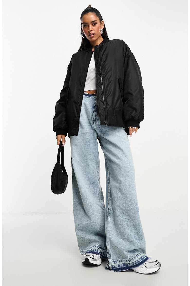 Oversize Bomber Jacket, Alternate, color, BLACK