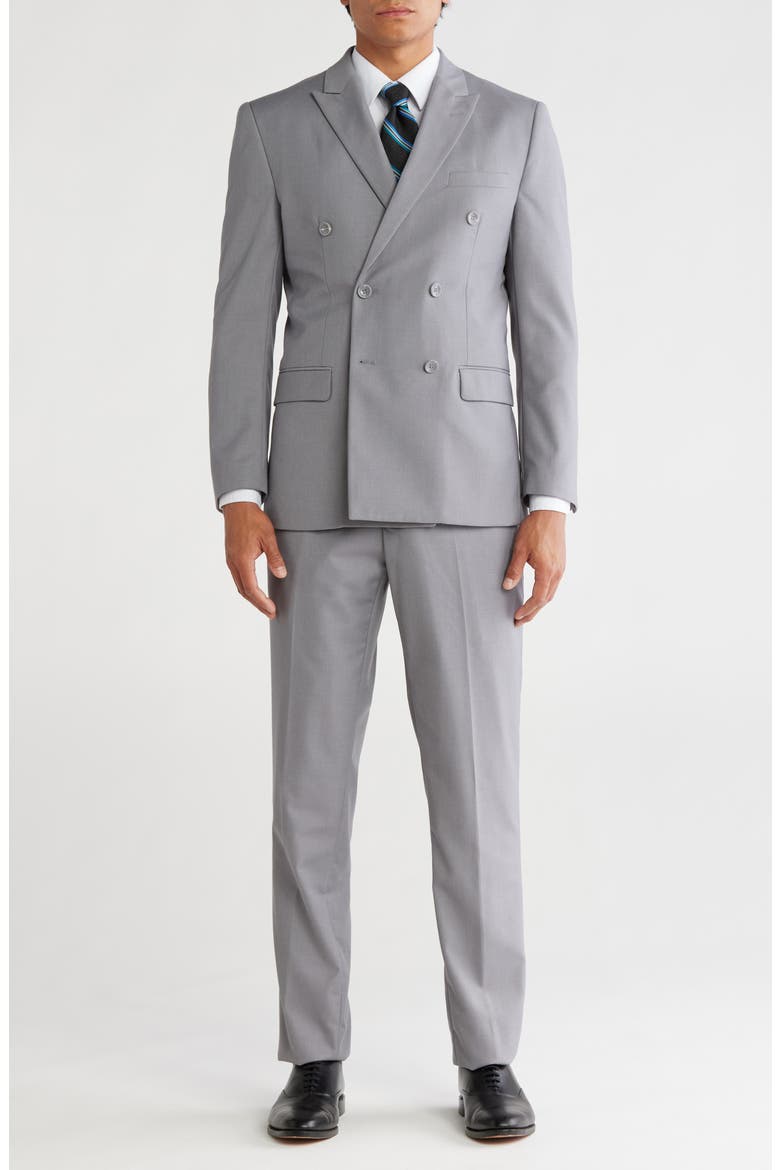 Slim Fit Solid Double Breasted Suit, Main, color, LIGHT GREY