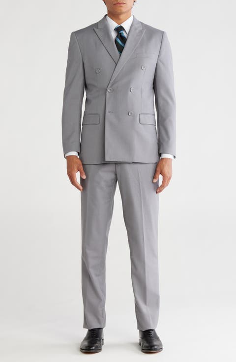 Slim Fit Solid Double Breasted Suit (Regular & Big)