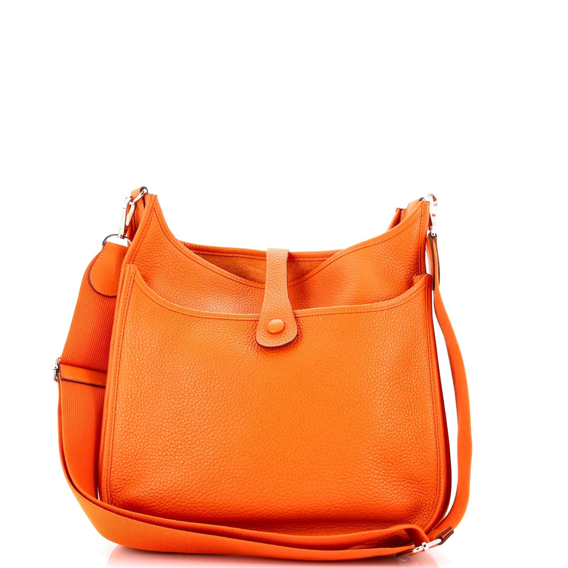 Pre-Owned Hermes Evelyne Bag Gen III Clemence GM, Alternate, color, Orange H