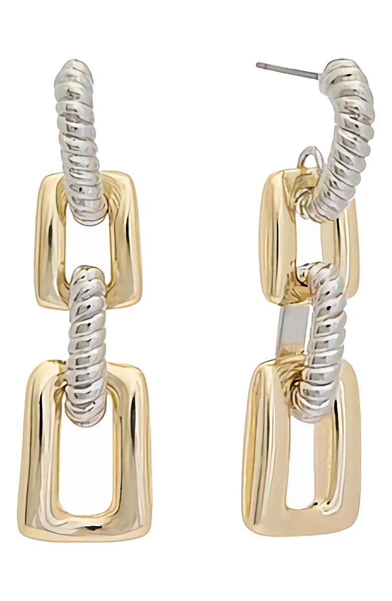 Juvell Two-Tone Link Drop Huggie Hoop Earrings, Main, color, Two Tone
