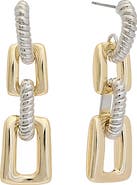 Juvell Two-Tone Link Drop Huggie Hoop Earrings