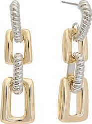Juvell Two-Tone Link Drop Huggie Hoop Earrings