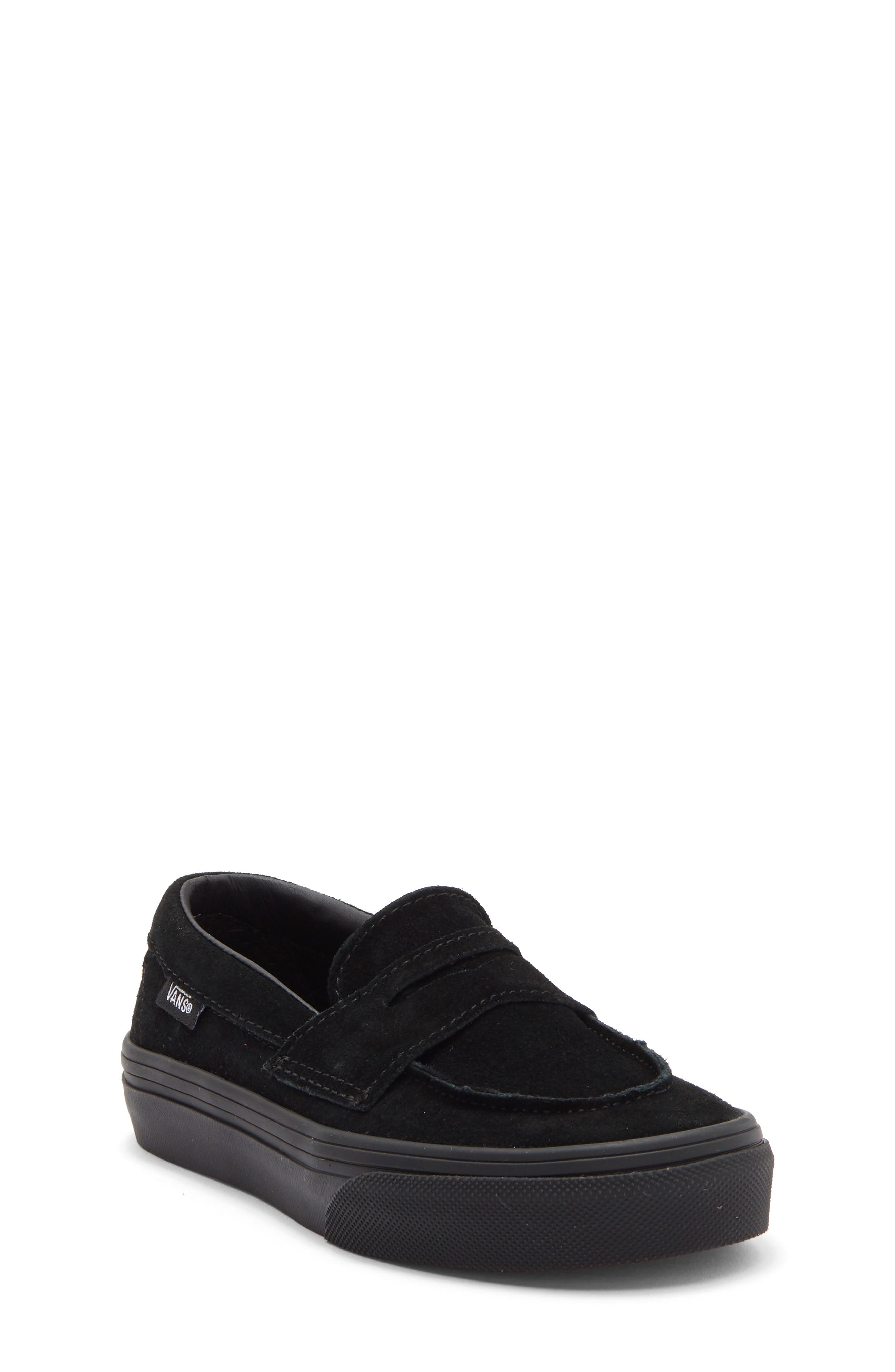 Kids' Suede 53 Penny Loafer, Main, color, BLACK/BLACK