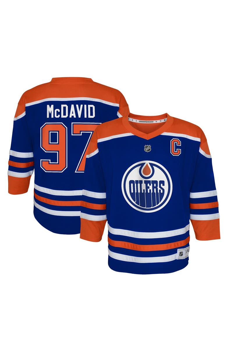 Outerstuff Youth Connor McDavid Royal Edmonton Oilers Home Replica Player Jersey, Main, color, 