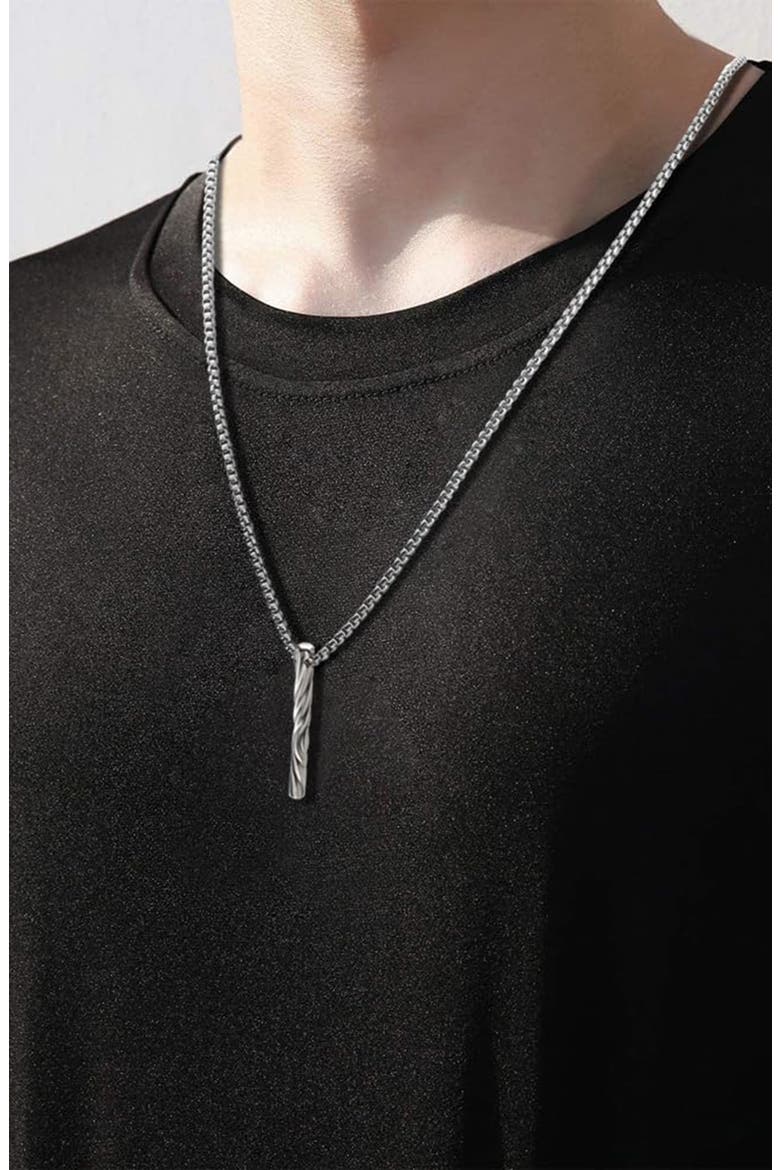 Men's Twisted Tube Pendant Necklace, Alternate, color, SILVER