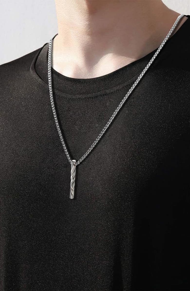 VAN HEUSEN Men's Twisted Tube Pendant Necklace, Alternate, color, Silver