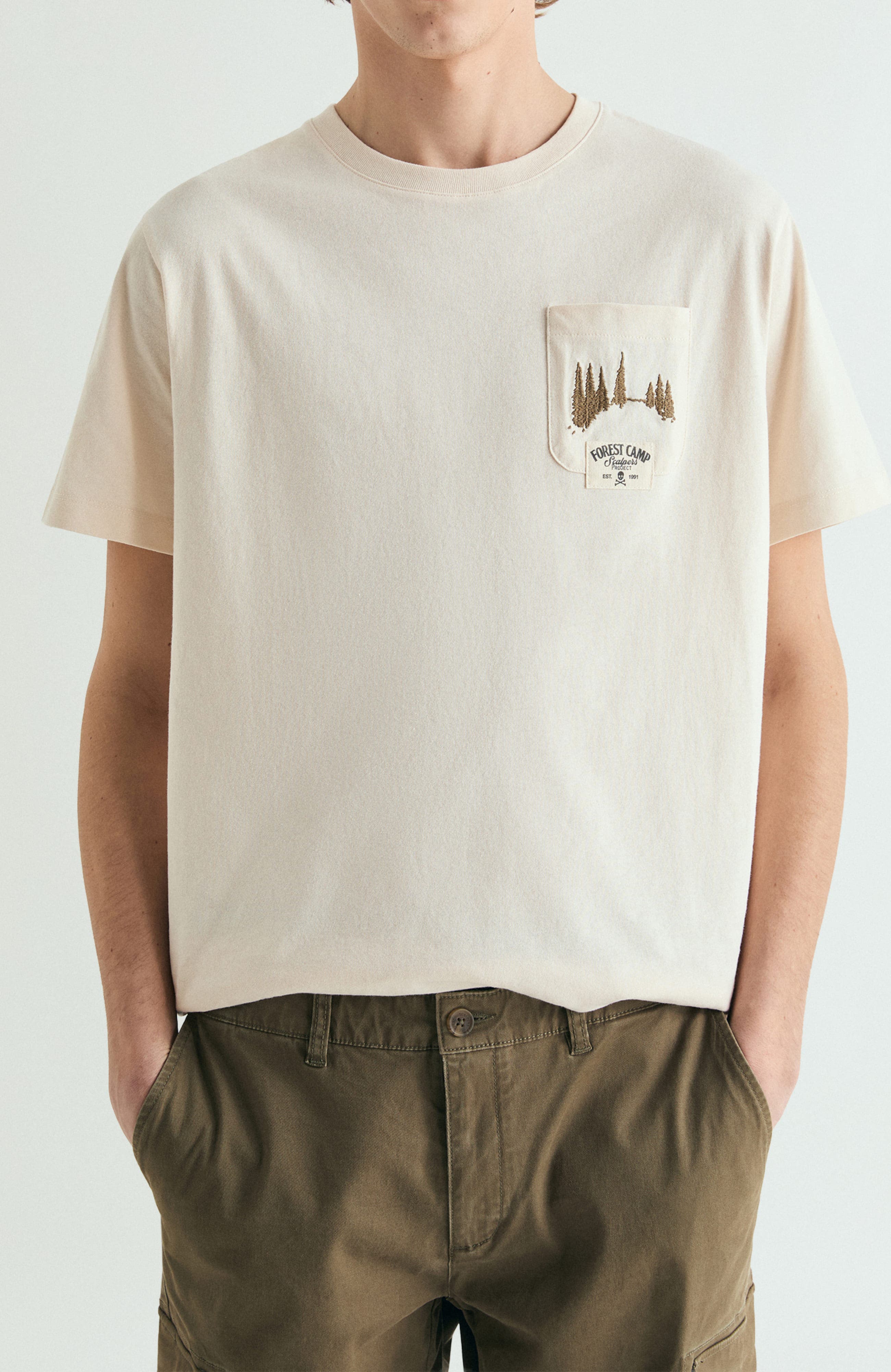 Scalpers Washed Effect Printed T-shirt In Nude
