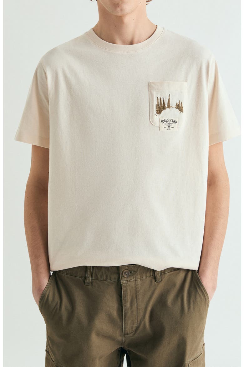 Washed effect printed T-shirt, Main, color, Beige
