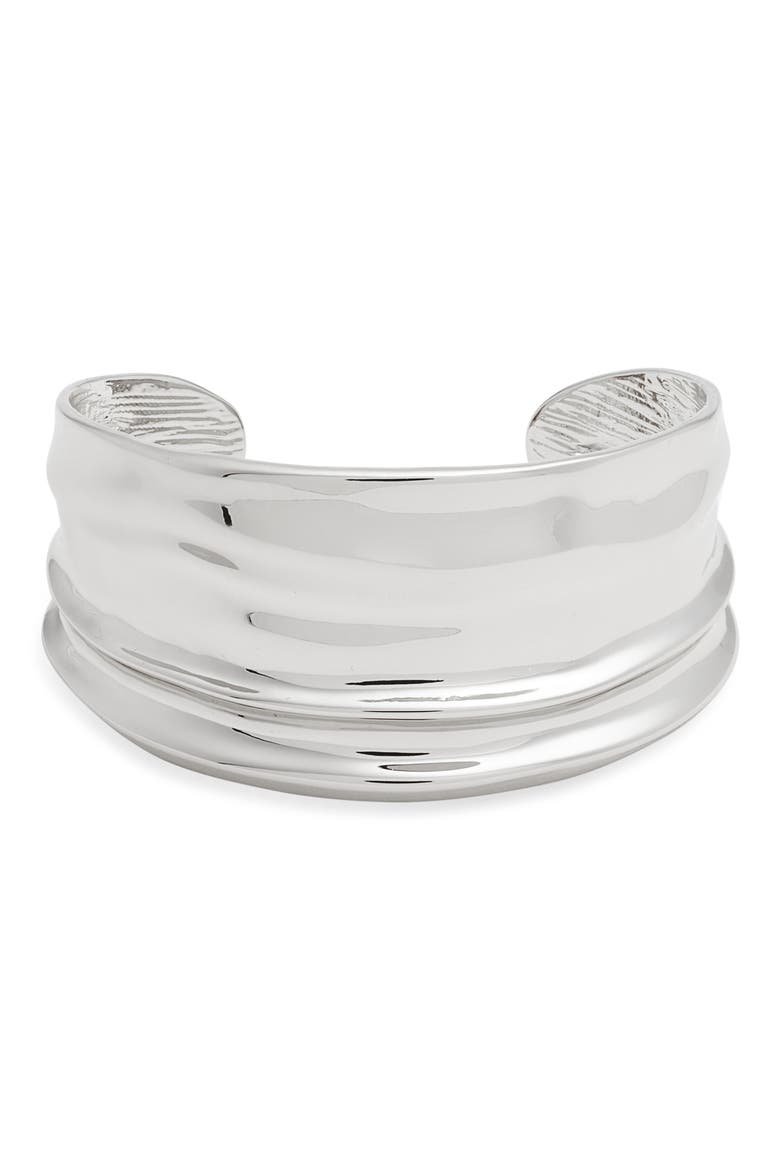 Molten Wide Cuff Bracelet, Main, color, SILVER