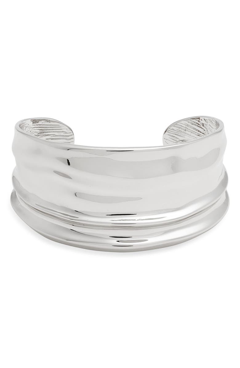 Nordstrom Molten Wide Cuff Bracelet, Main, color, Silver