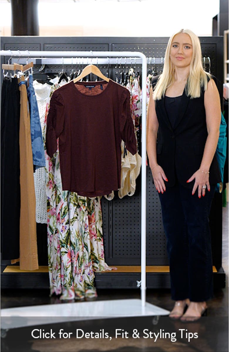 Waldorf Ruched Sleeve Cotton Slub Top, sales video thumbnail