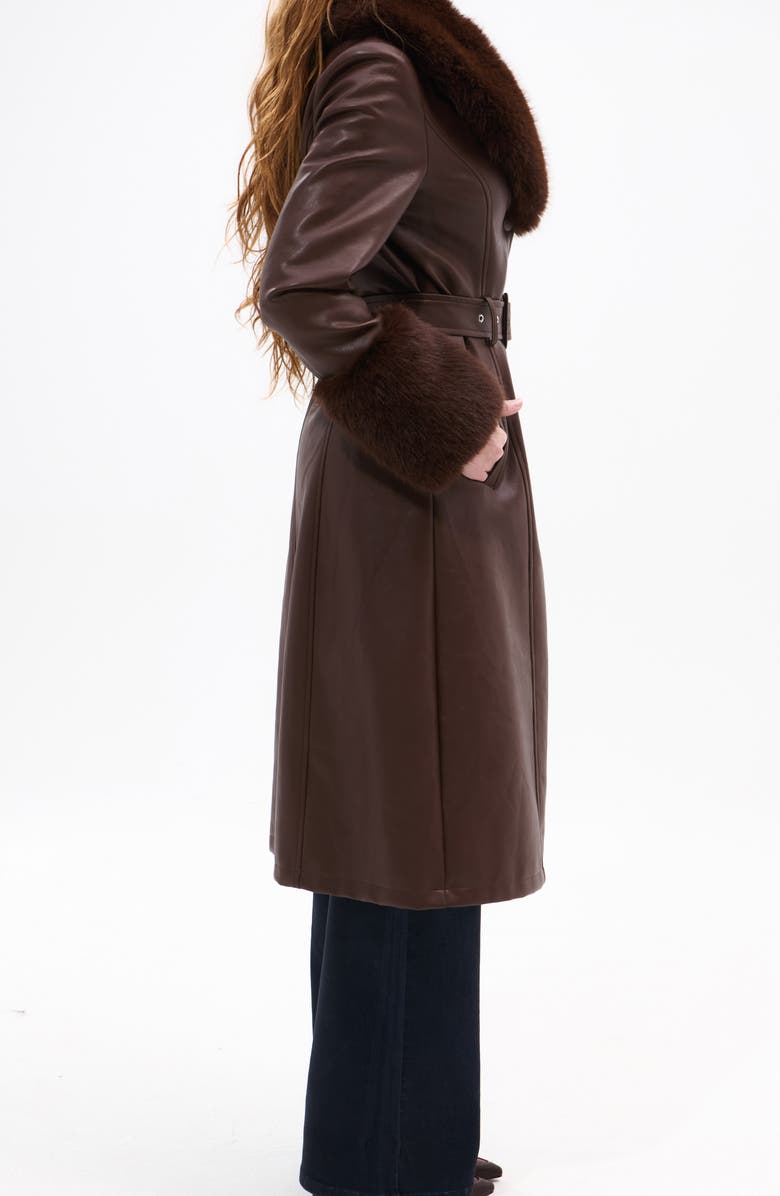 AZALEA WANG Kaya Faux Leather & Faux Fur Coat, Alternate, color, 