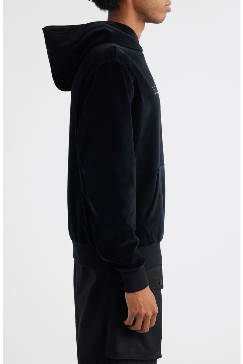 BB Mission Logo Embroidered Velour Hoodie, Alternate, color, BLACK