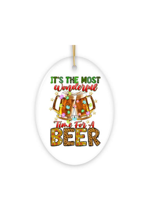 Most Wonderful Time For A Beer Oval Ornament