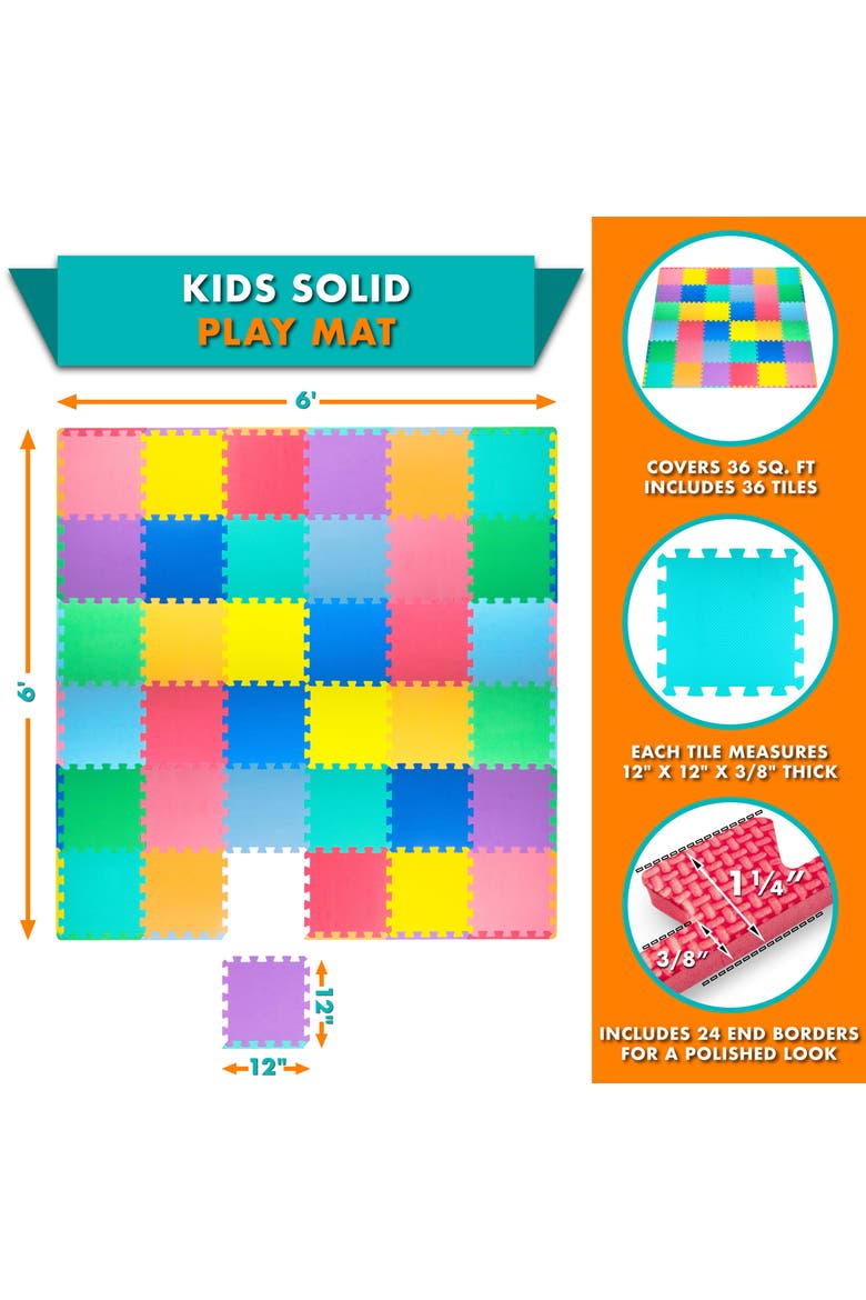 Kids Solid Floor Play Mat, Alternate, color, Multicolor