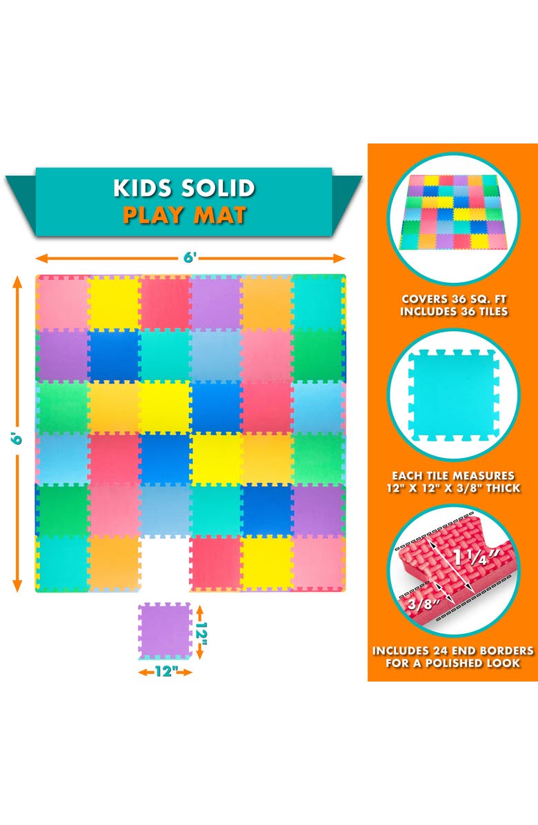 ProsourceFit Kids Solid Floor Play Mat, Alternate, color, Multicolor