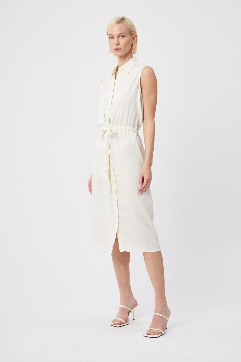The Sleeveless Shirtdress w/ Tie Waist, Alternate, color, Cream Tencel
