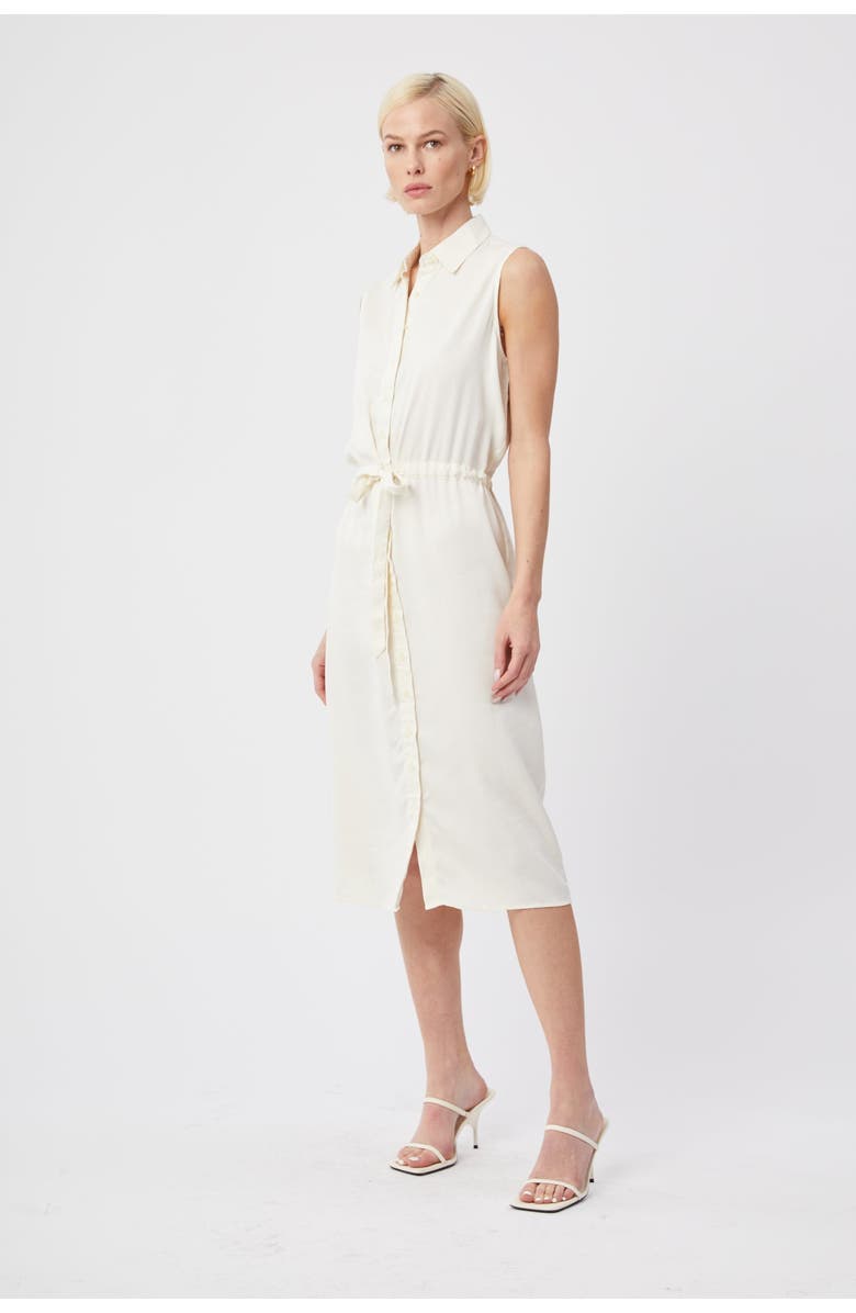 The Shirt The Sleeveless Shirtdress w/ Tie Waist, Alternate, color, Cream Tencel