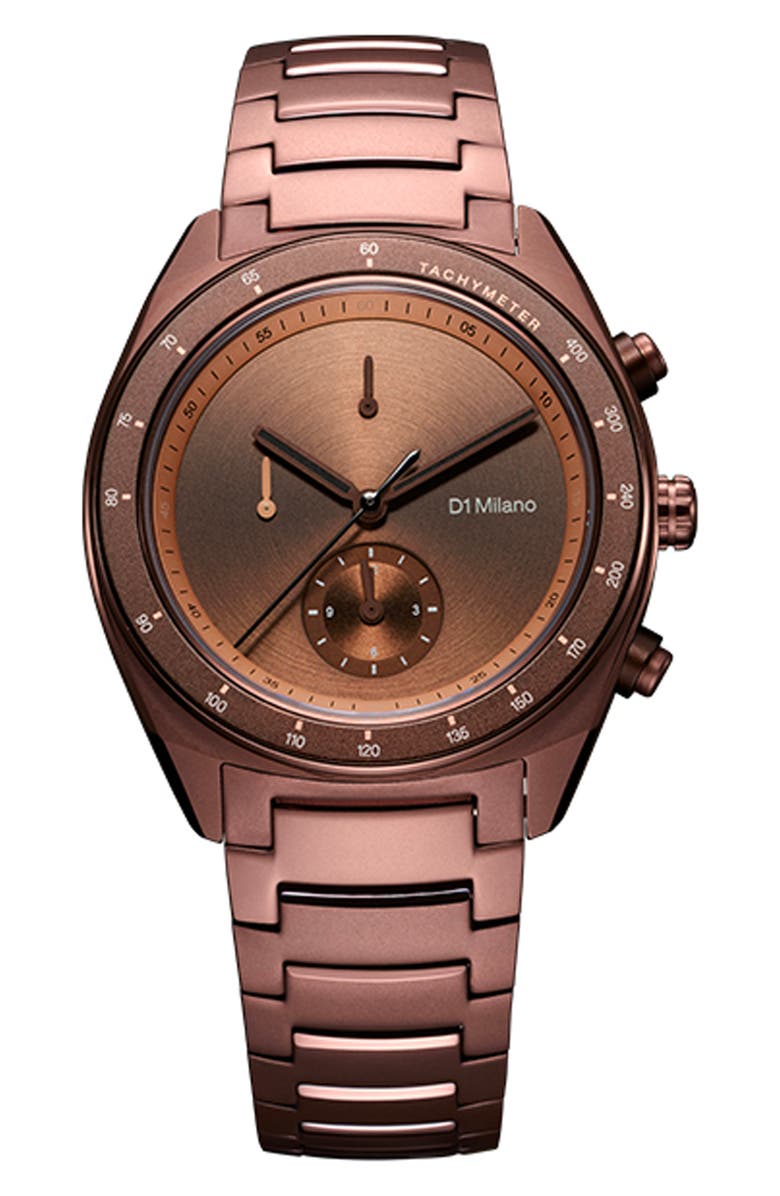 D1 Milano Essential Brown Chronograph Bracelet Watch, 40mm, Main, color, 