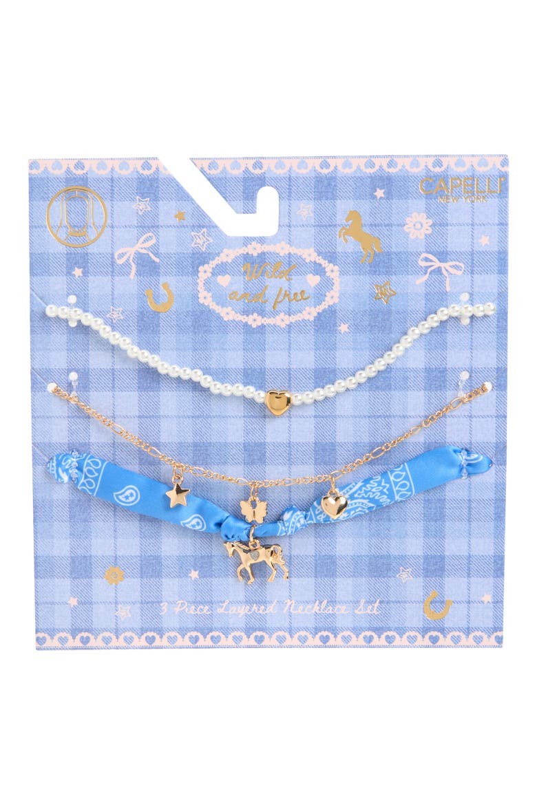 Kids' 3-Piece Horse Layered Necklace Set, Main, color, MULTI