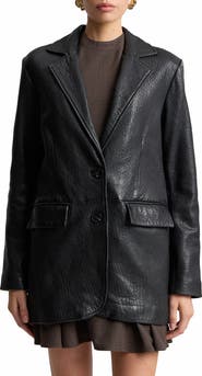 Avec Les Filles Relaxed Leather Blazer
